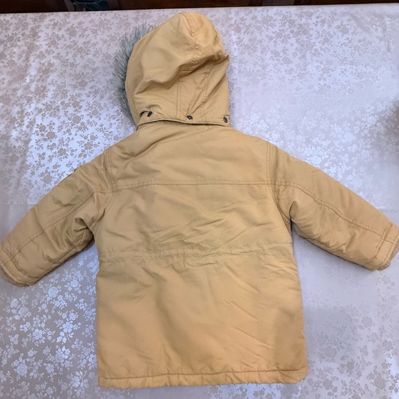 Timberland Toddler Boys Parka Coat Mustard Yellow Faux Fur Hood 3T - Picture 4 of 12